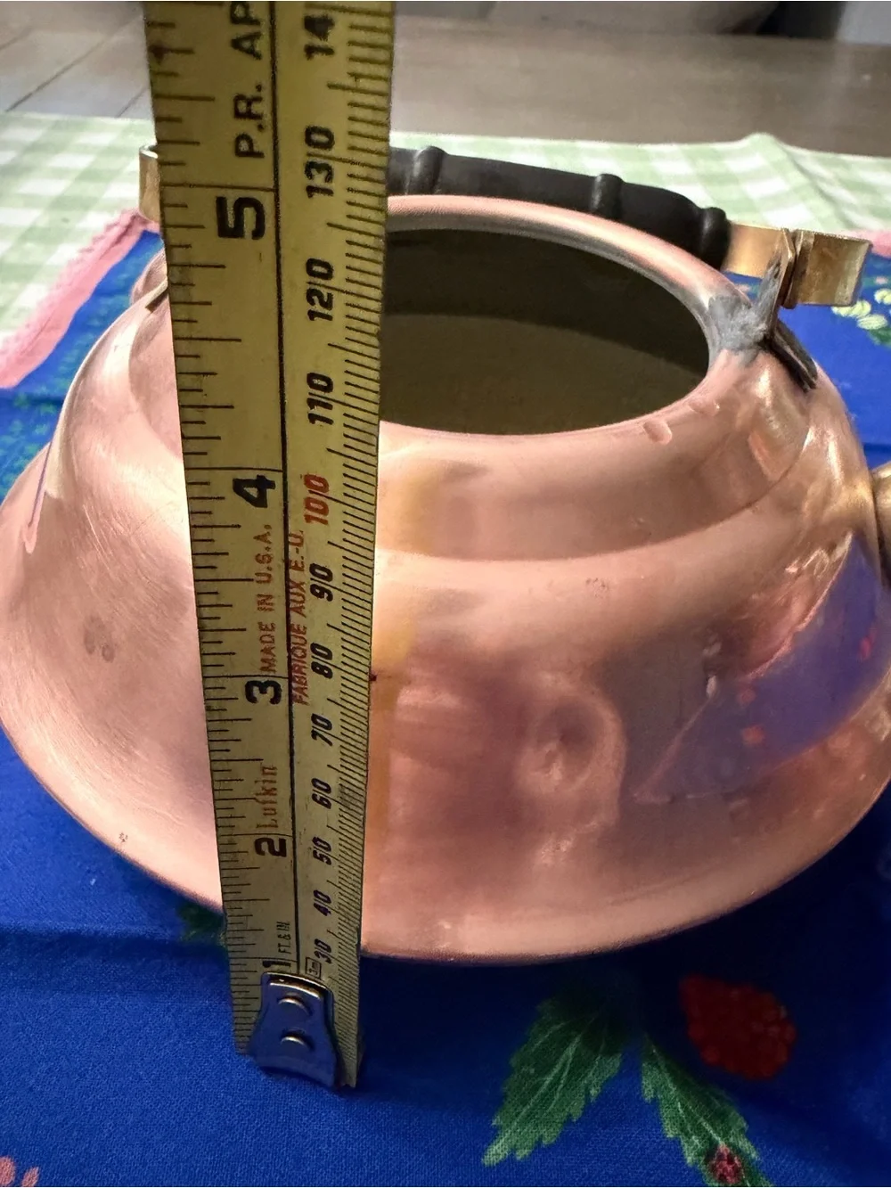 Copper Teakettle with Brass Spout and Black Handle decoration